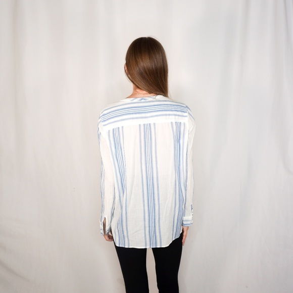 J. CREW Collarless Popover Seashore Stripped Top - Picture 4 of 7